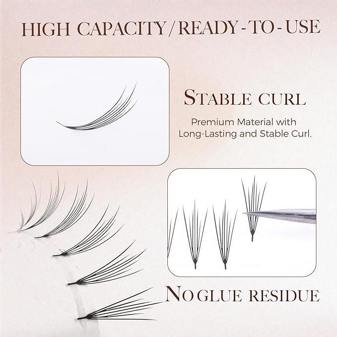 LASHVIEW Premade Volume Eyelash Extensions Mixed Tray Premade Lash Fans Pointed Handmade Thin Base (PFE06)