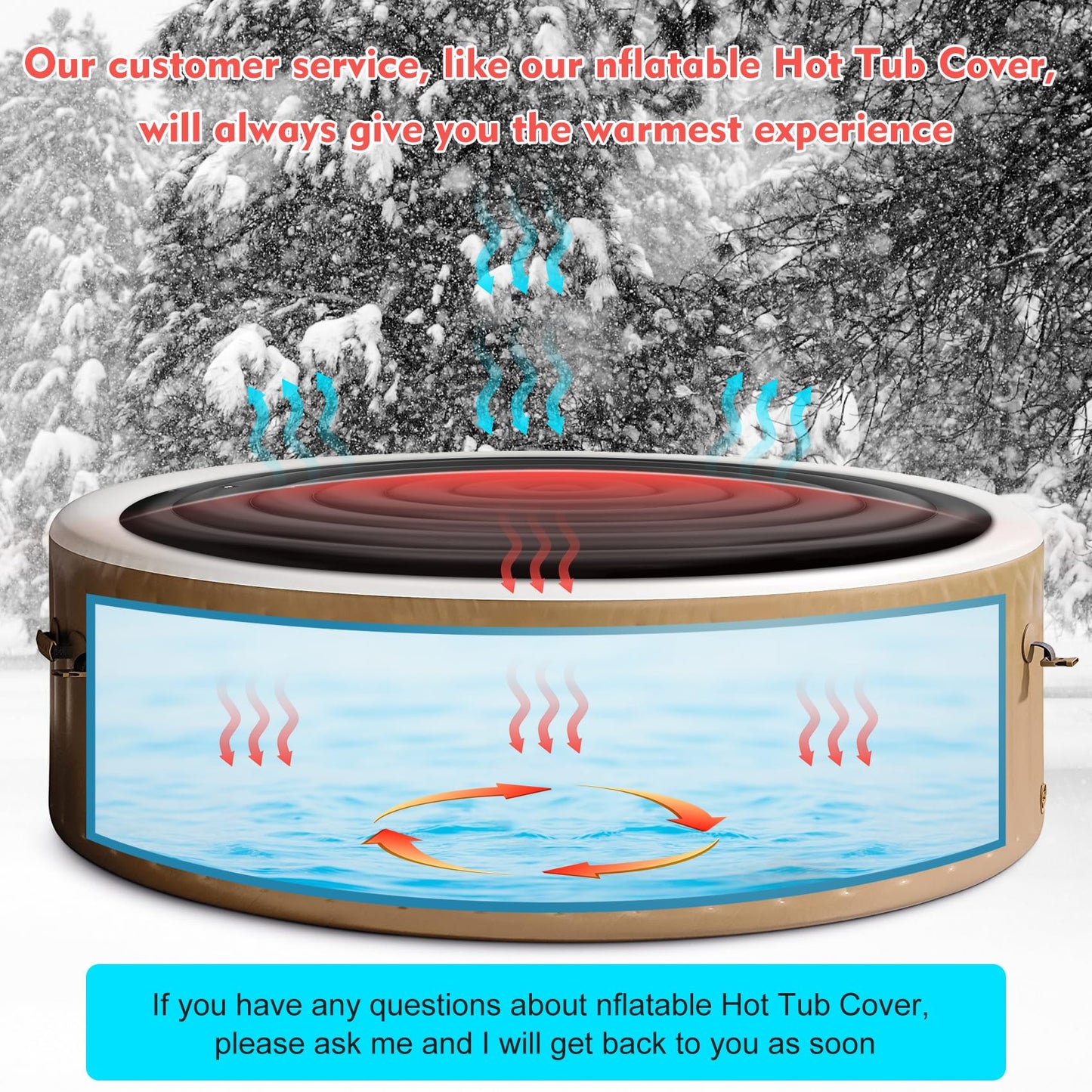 Inflatable Hot Tub Cover Round Replacement All Saluspa Intex Spa Covers Insert One Size Fits All Insulated Thermal Energy Saving Hot Tub Lid Round Replacement Used for Rain-Proof Snow-Proof spa Cover