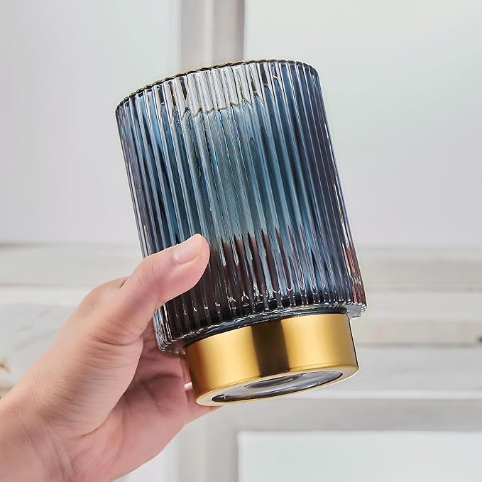 Makeup Brush Holder Organizer,Toothbrush Holders,Desk Pen Pencil Holder,Multifunctional Vintage Glass Brush Cup(A3-24-US)