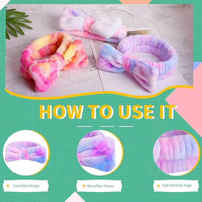 WSYUB Headband for Washing Face, Spa Headband for Teen Girls Skin Care and Makeup, with Hair Scrunchies,Easter Basket Stuffers Gift for Girls