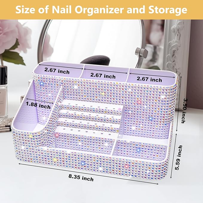 CGBE Nail Drill Holder, 28 Holes Drill Bit Holder for Nails, Professional Nail Tool Organizer, Nail Desk Organizer for Nail Tech, Nail Salon DIY Use - Bling dz-White (Not Including Nail Drill Set)