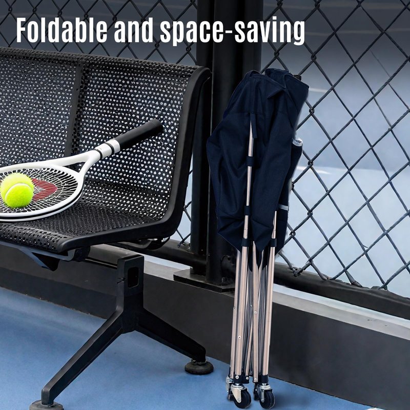 TaiAlphayi Tennis Ball Cart with Wheels & Brake (180 Capacity) – Heavy Duty Stainless Steel Frame with Detachable Washable Bag – Foldable Travel Hopper for Tennis & Pickleball, Portable Carrier