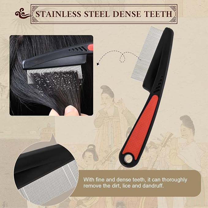 Dandruff Comb, Stainless Steel Fine Tooth Comb, Dandruff Remover, Scalp Sweep Detoxing, Multifunctional Hairbrush