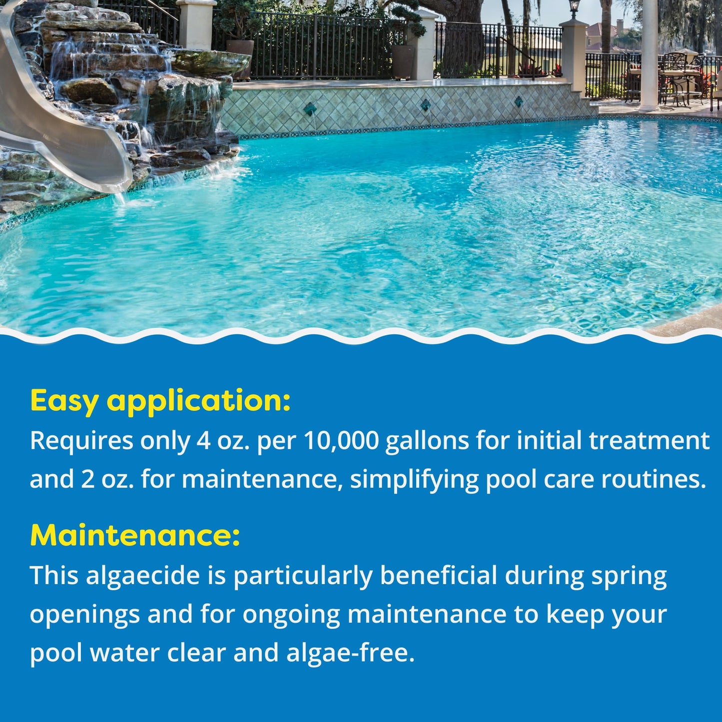 In The Swim Super Algaecide for Above Ground or Inground Swimming Pools – Low Odor, Non-Foaming Preventative for Yellow/Mustard Algae in Swimming Pools - 7.1% Chelated Copper – 1 Quart