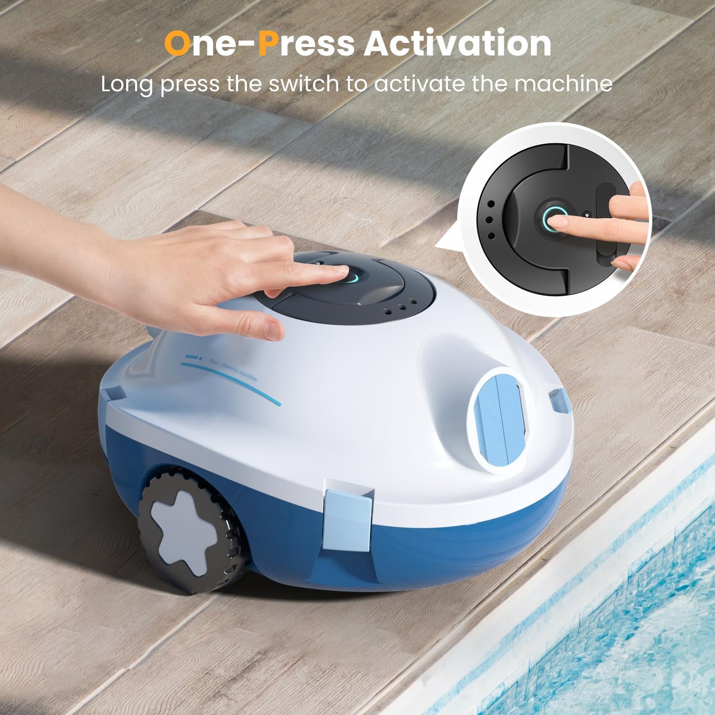 Y10 Cordless Robotic Pool Cleaner, Automatic Pool Vacuum - 90 Mins Runtime, Powerful Suction, Self-Parking, Lightweight for Above/Inground Pools Up to 65ft/1100 Sq.Ft (White)
