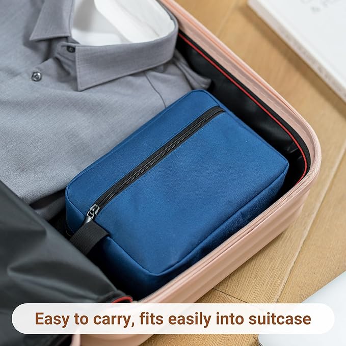 Elviros Travel Toiletry Bag for Women and Men,Lightweight Makeup Bag Hanging Dopp Kit with Shaving Compartment Cosmetic Organizer Small Tool Bag Travel Essentials,Gifts for Men(Navy Blue)