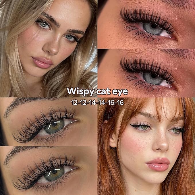 Goddvenus Wispy Natural Lash Clusters 12-14-16mm CC Curl DIY Cluster Eyelash Extensions for Clean Makeup, Individual False Eyelashes Cat Eye Lash Clusters 126pcs