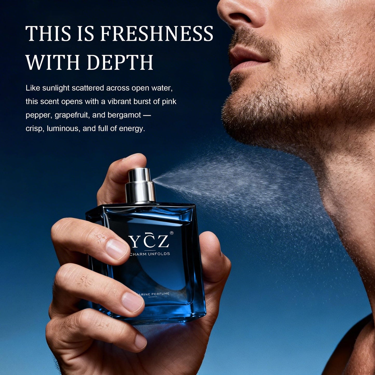 Ycz Charm Unfolds Marine Perfume for Men, 1.7 oz. Long Lasting Eau De Parfum Cologne For Men, Oriental Woody Fragrance - Ideal Special Occasions, Making it the Ideal gentlemen’s Gift