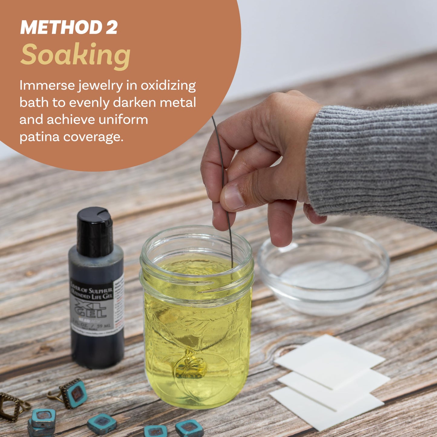 The Beadsmith XL Gel Liver of Sulfur Extended Life Gel 2 Fluid Ounces (59ml) Bottle Apply a Patina Finish to Silver Copper and Other Metal for Oxidized Look on Art and Jewelry Projects