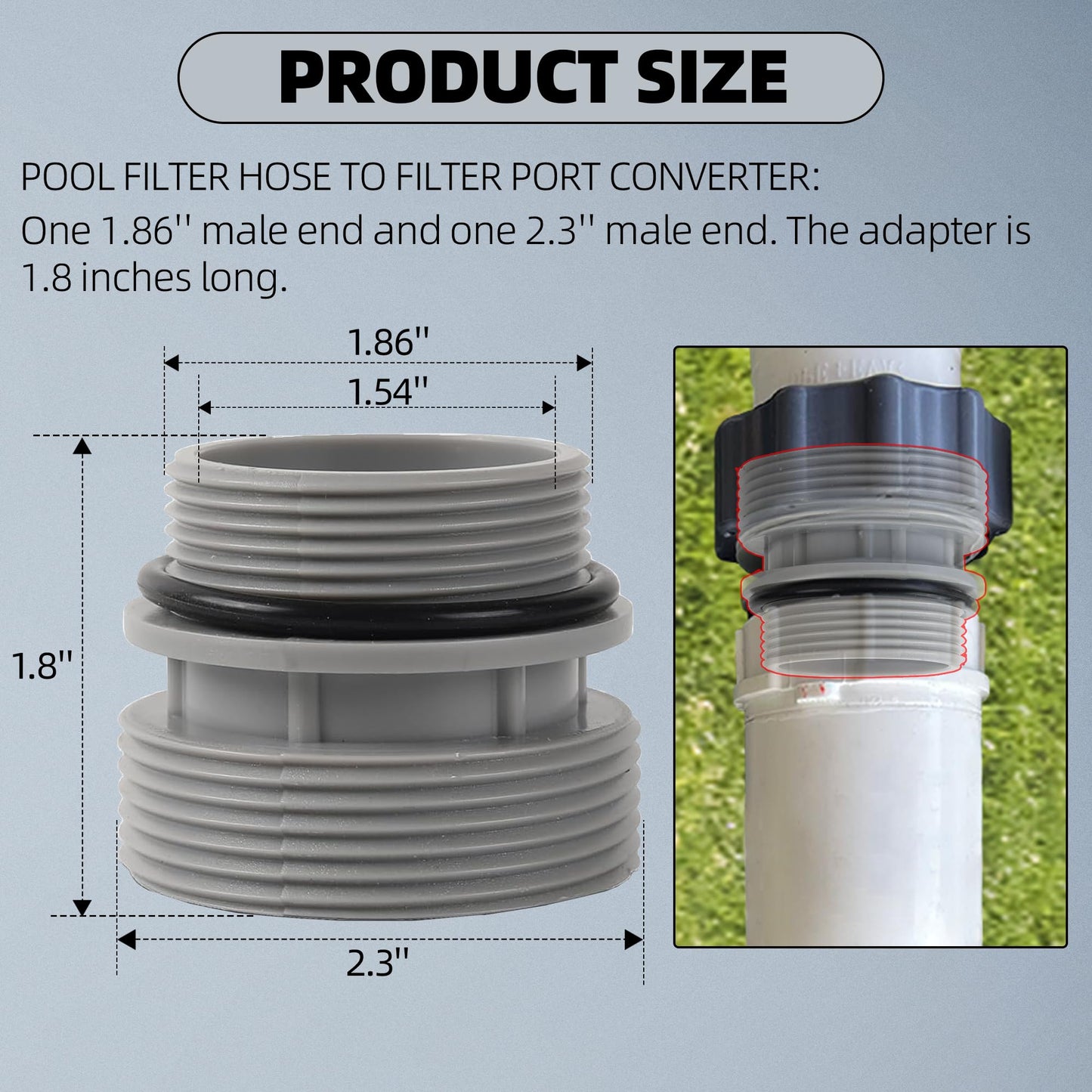 TonGass (4-Pack) 40mm to 1 1/2" Filter Hose Conversion Kit, Above Ground Pool Adapter Connects 40mm Hoses to Standard 1 1/4" or 1 1/2" Filter Ports