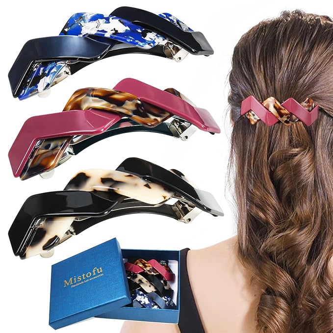 3 Pcs Hair Barrettes for Women Hair Clips Womens Hair Accessories Large French Hair Pin Retro Hair Clasp Accessories for thick hair-1t (mahua25)