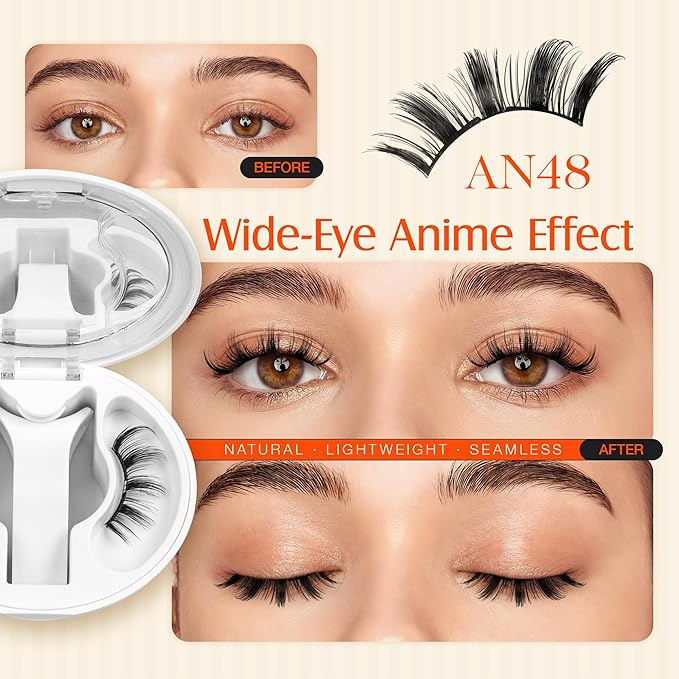 LASHVIEW Upgrade Magnetic Eyelashes with Applicator Soft Magnetic Eyelashes Natural Look Reusable No Glue Needed Easy to Wear and Remove (YT48)