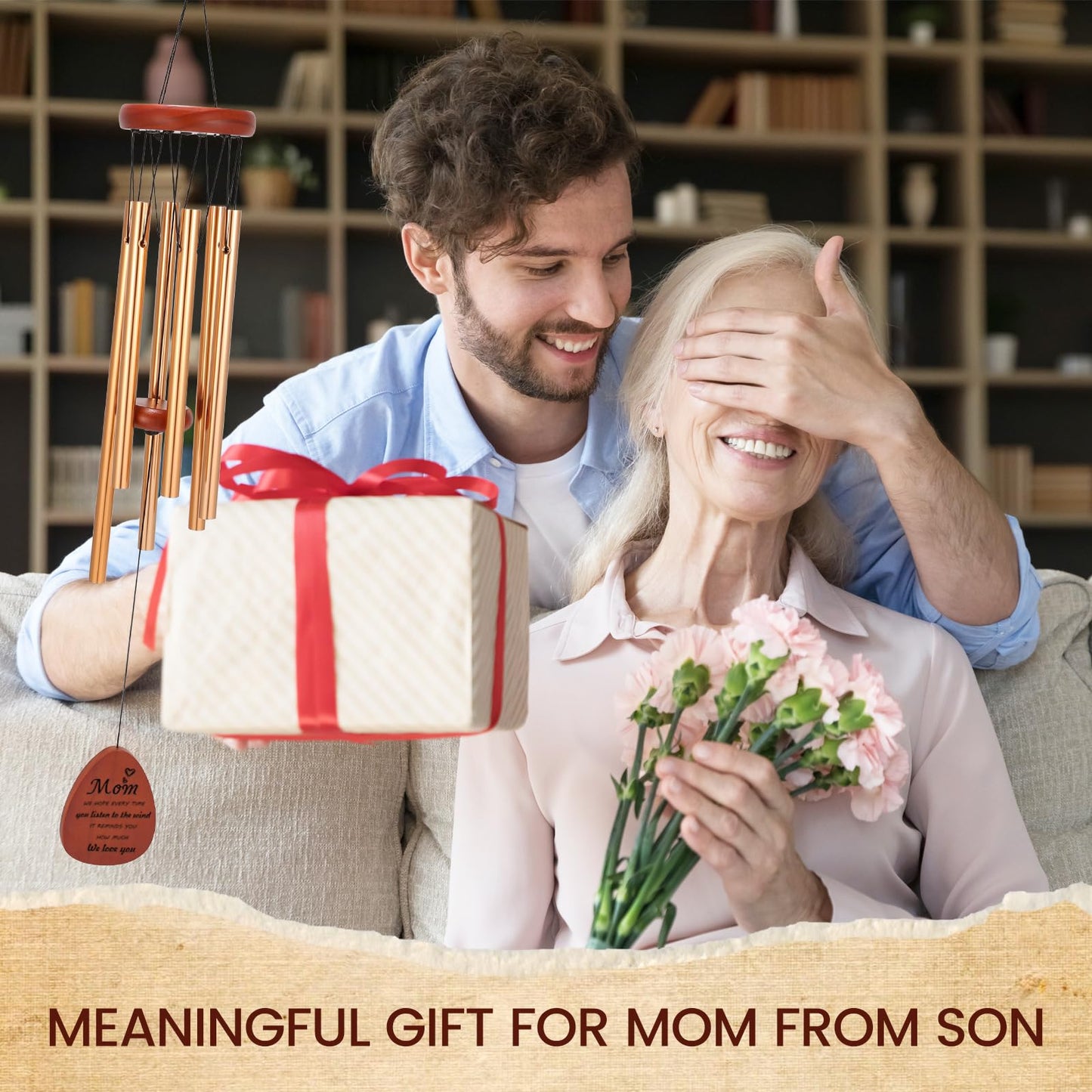 Moms Wind Chimes – Windchimes for Home & Garden, Mother's Day Birthday Gift from Daughter & Son, Valentines Day Gift Ideas for Mom