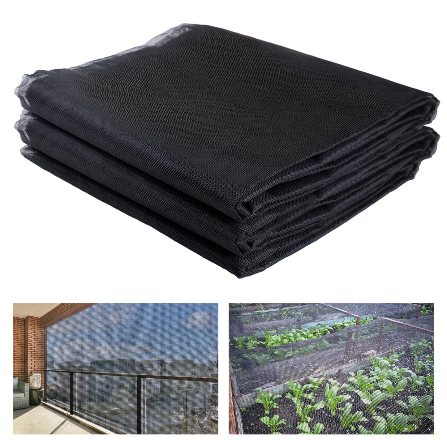 Stronger Garden Mesh Netting - 10 x 20 ft PP Nanocomposite Bird Net Barrier, Mosquito Netting Screen for Outdoor Plants Vegetables Patios Balconies Terraces, Shading Rate 33% (Black)