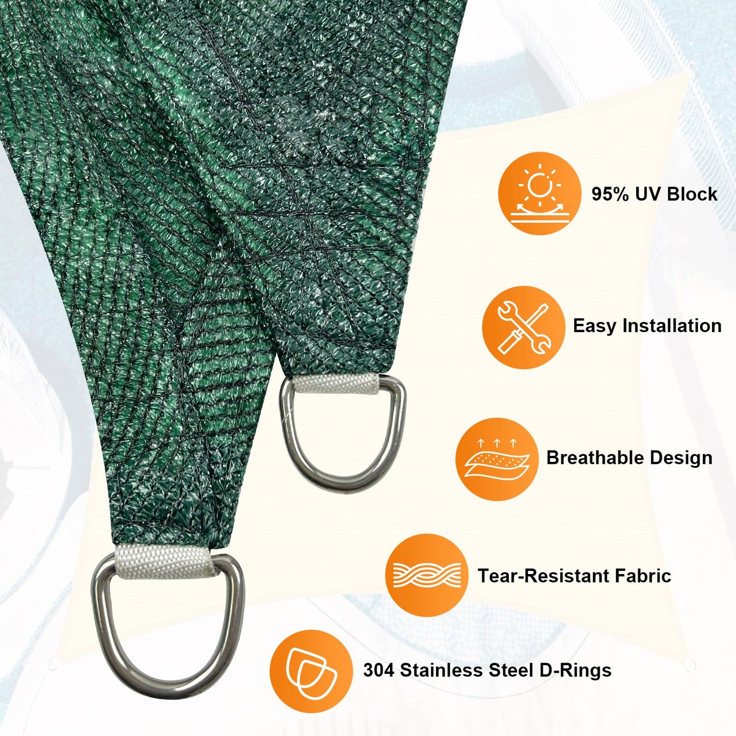 Artpuch Sun Shade Sail, 8'X16' Dark Green Rectangle, Curved Edged Commercial Grade 185 GSM Permeable Outdoor Shade Cloth for Deck, Backyard, Patio (Custom Sizes Made)