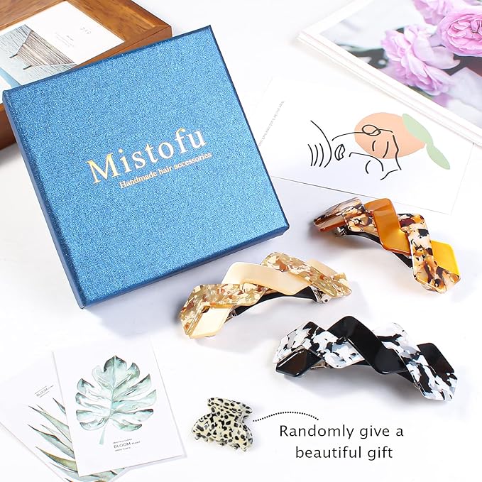 3 Pcs Barrettes for Women - Large French Hair Pins, Retro Clasps for Thick Hair Accessories (mahua5)