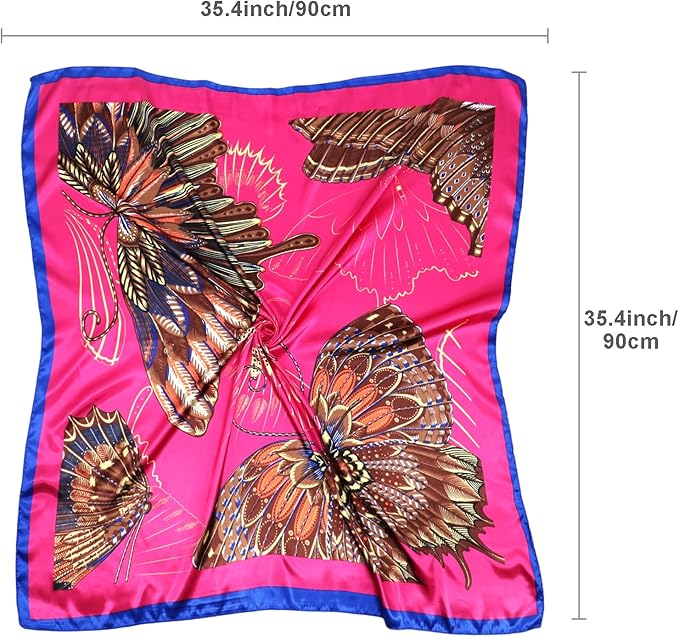 vimate 35" Square Silk Like Head Scarf - Women's Fashion Satin Scarf Bandana for Hair Wrapping at Night.