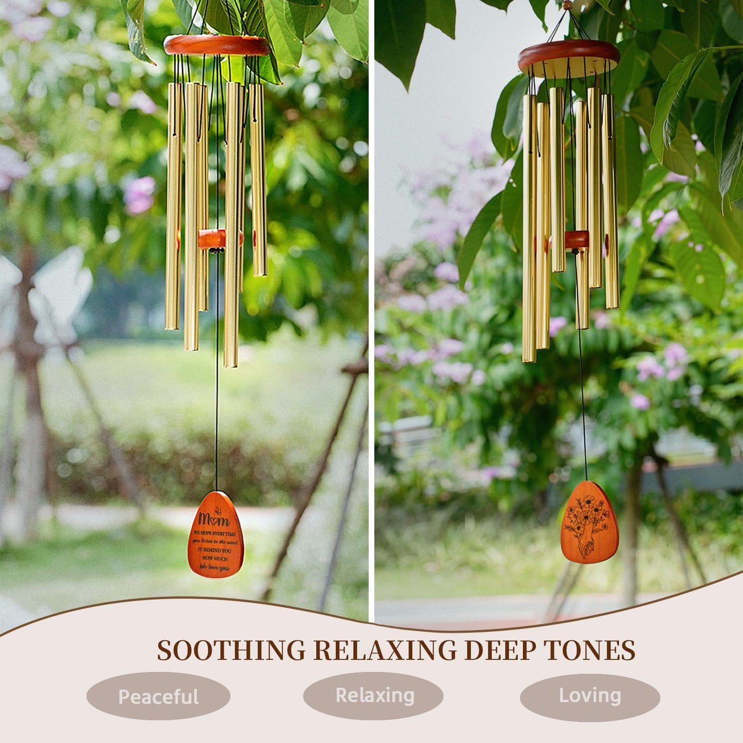32" Wind Chimes Birthday Gifts for Mom from Daughter Son, Mom Birthday Gifts Mothers Day, Gold