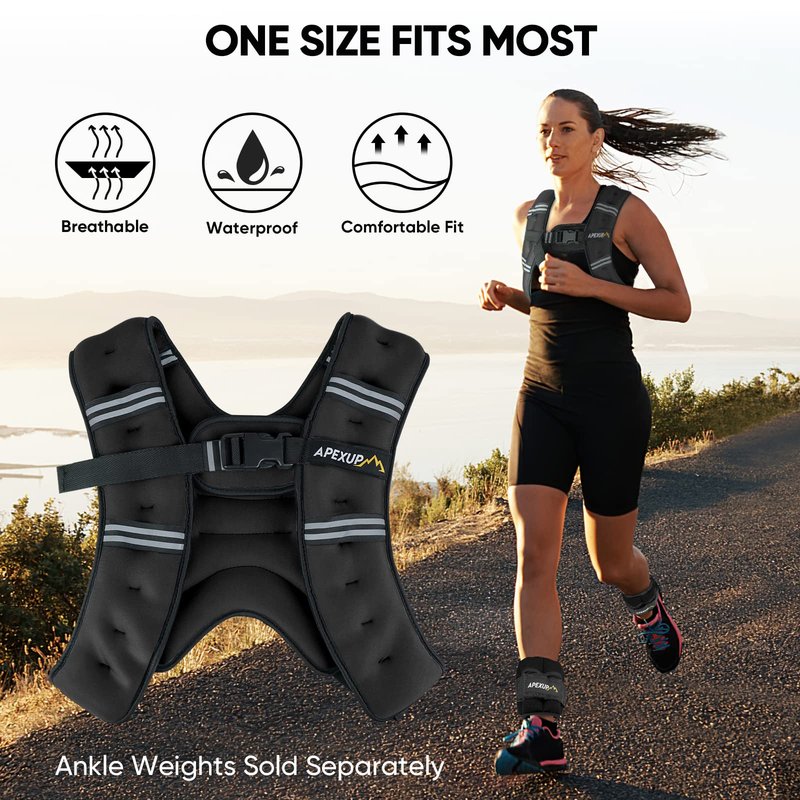 APEXUP 10lbs Weighted Vest Men Women, Weight Vest for Women Workout Equipment for Strength Training Running (Pastel Pink)