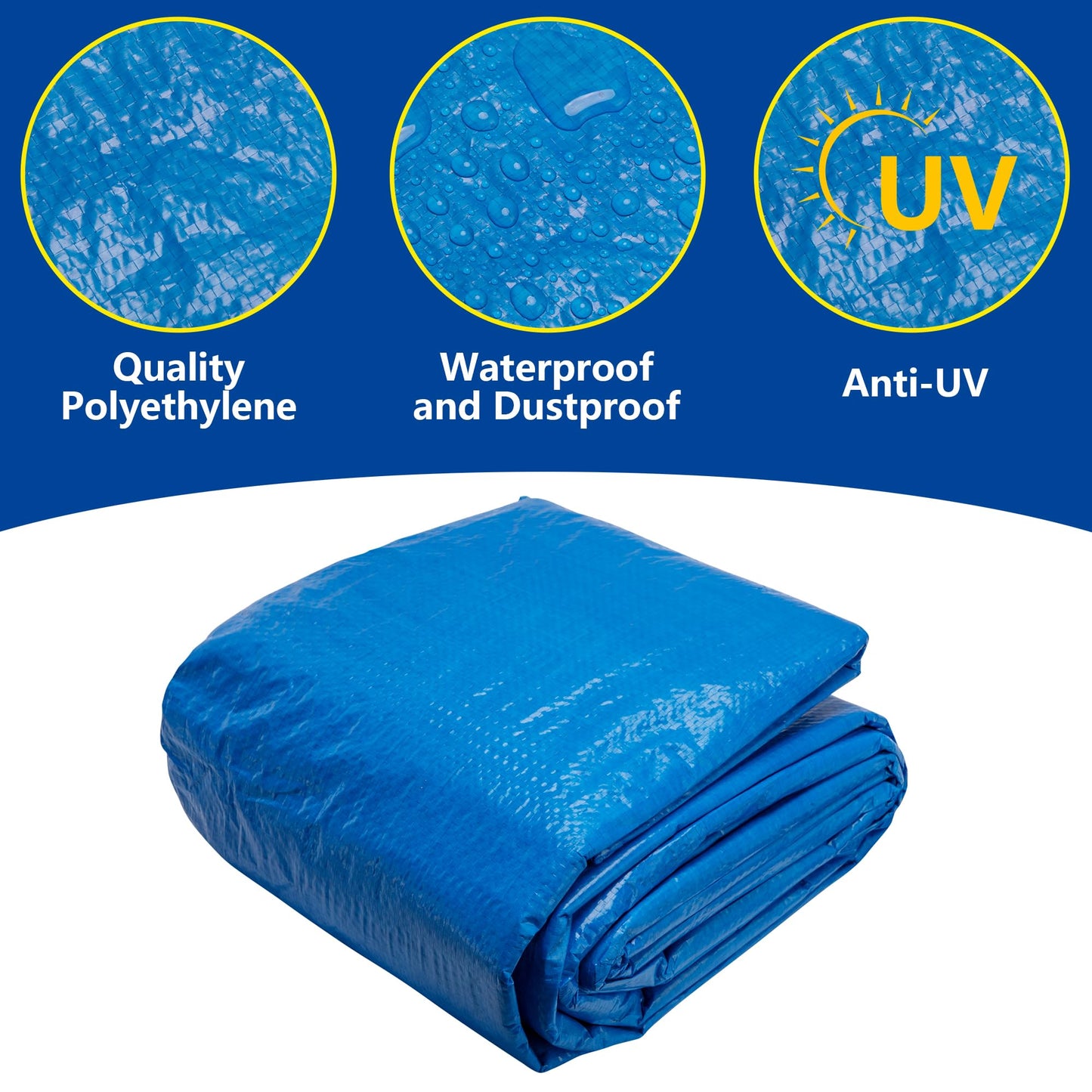 codree 20 x 12 Ft Rectangular Pool Ground Cloths, Waterproof PE Swimming Pool Liner Pad, Heavy Duty Above Ground Pool Mat Protector Tarp with Stakes for Pools Bottom Prevents Punctures