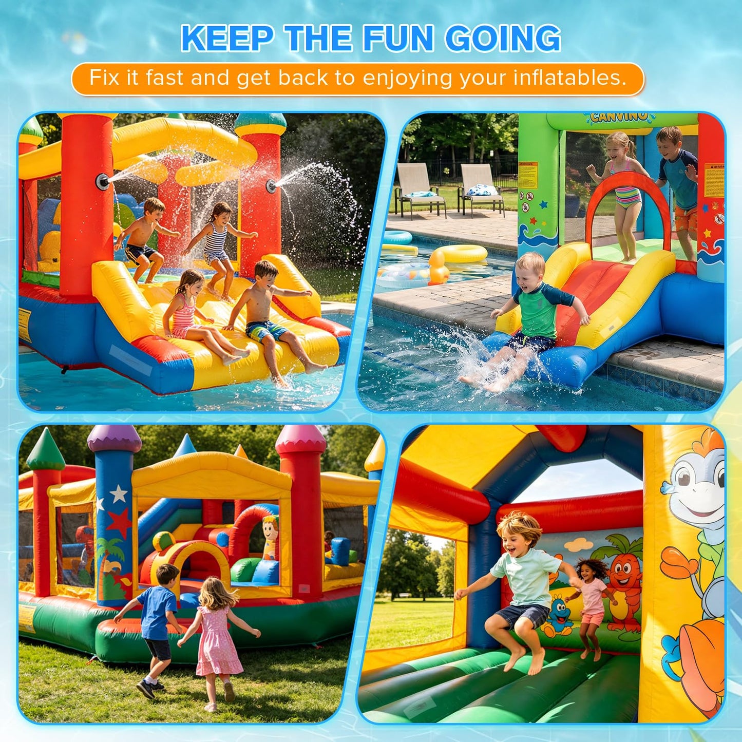 Inflatable Repair Tape 4 in x 7 ft, Waterproof Clear Repair Patch Kit for Bounce House, Pool Floats, Air Mattress, Tent, Tarp and Pool Toys