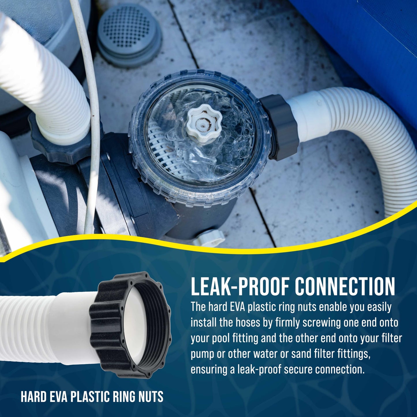 U.S. Pool Supply Above Ground Pool Hose Replacement 1.5" Diameter x 59" Long, Pack of 2 - Compatible with Intex 29060E, Pool Filter Pump Hoses, Sand Filters, Saltwater Systems with 1,500 to 2,500 GPH
