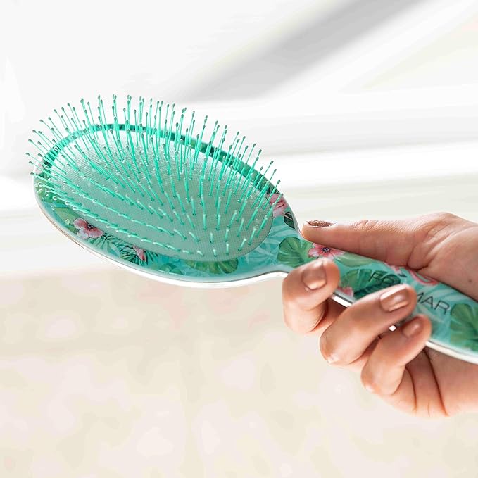 FRAMAR Green Hair Brush Detangler, Detangling Hairbrush For Women, Wet Hair Brush For Girls, Hair Detangler Brush, Wet Hairbrush, Hairbrushes, Girls Hairbrush Detangler, Reduces Frizz - Floral
