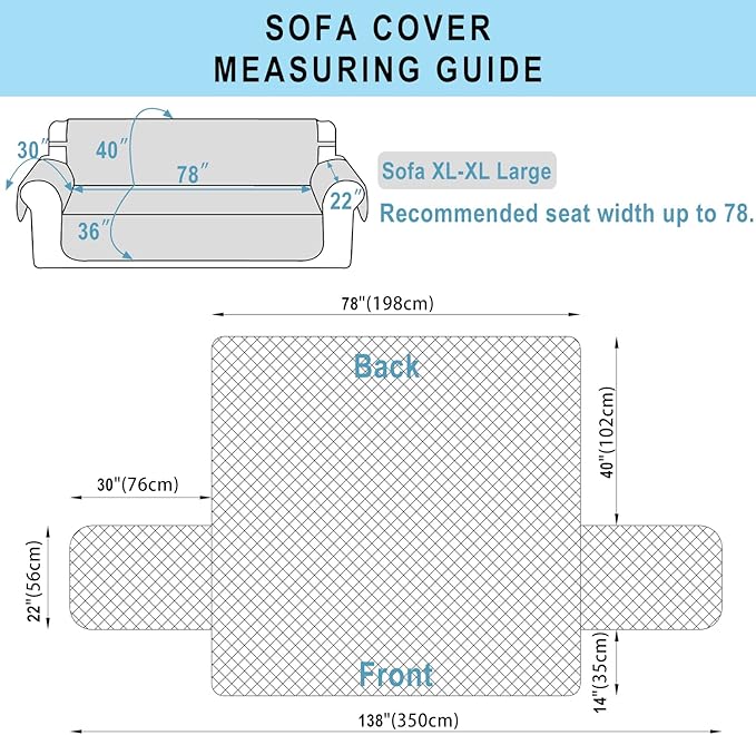 Reversible Oversized Sofa Covers Couch Cover Furniture Protector for Dogs Elastic Straps Water Resistant(XLSofa,Huntergreen/Sage)