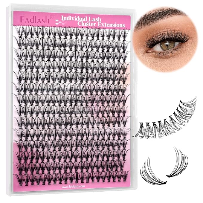 Individual Lashes Large Tray D Curl Lash Clusters 10D 20D 30D 40D Individual Lash Extensions Cluster Lashes Lash Extension Supplies Eyelash Clusters (20D-0.07D, 11mm)