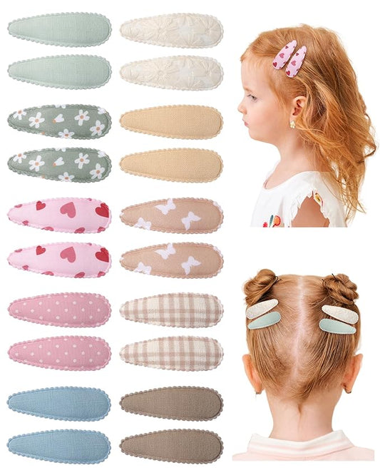 doboi 20Pcs Toddler Hair Clips Hair Barrettes Baby Girls Hair Bows Clips Floral Print Non Slip Snap Hairpins Flower Hair Clips for Girls Kids Toddler Hair Accessories