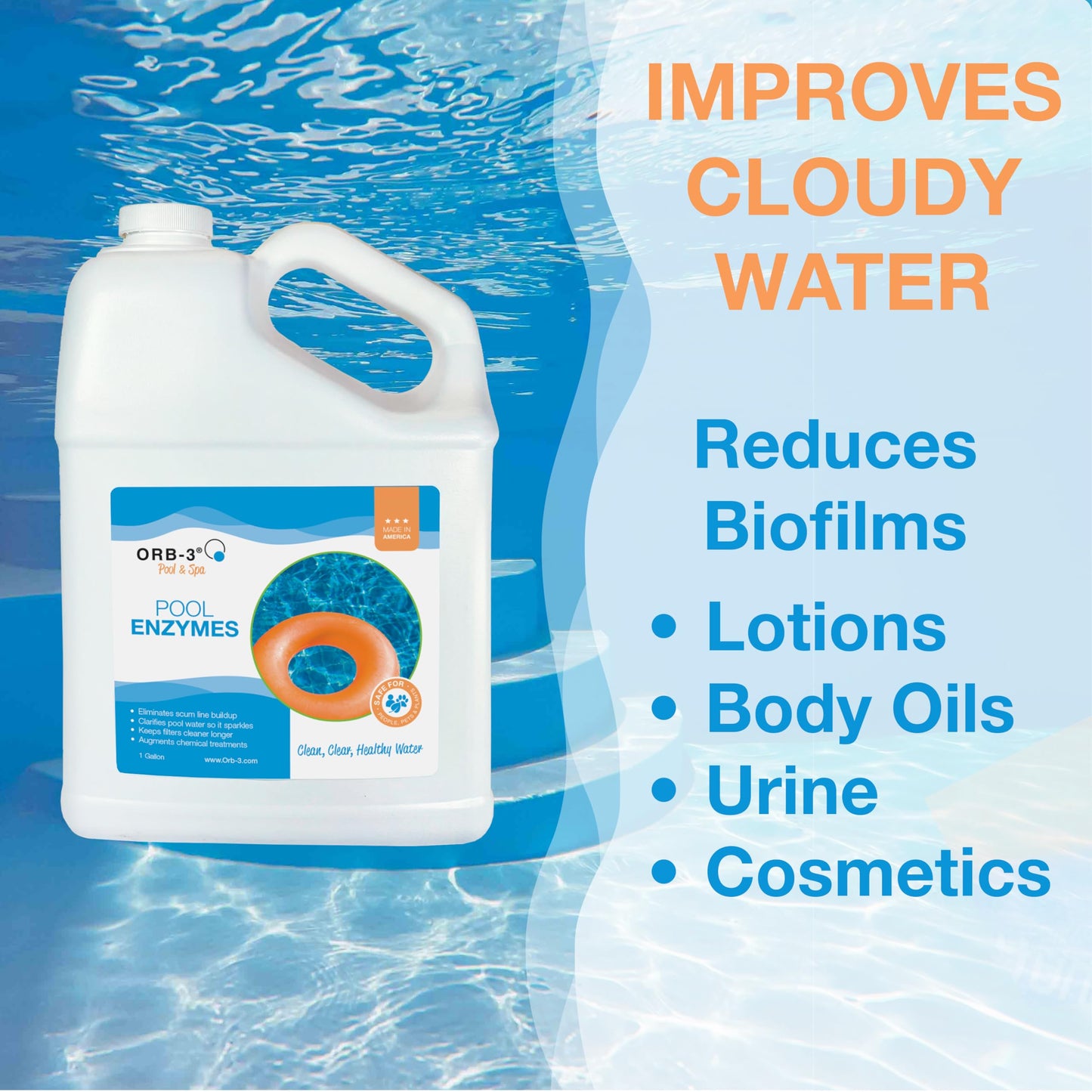 Orb-3 F839-000-1G Pool Enzymes Jug, 1-Gallon