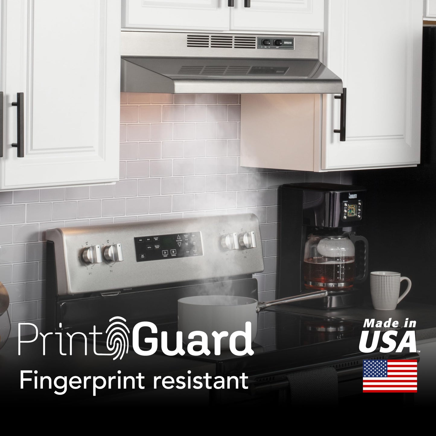 Broan-NuTone 4130SF Fingerprint Resistant Ductless Under-Cabinet Range Hood, 30-Inch, Stainless Finish with Print Guard