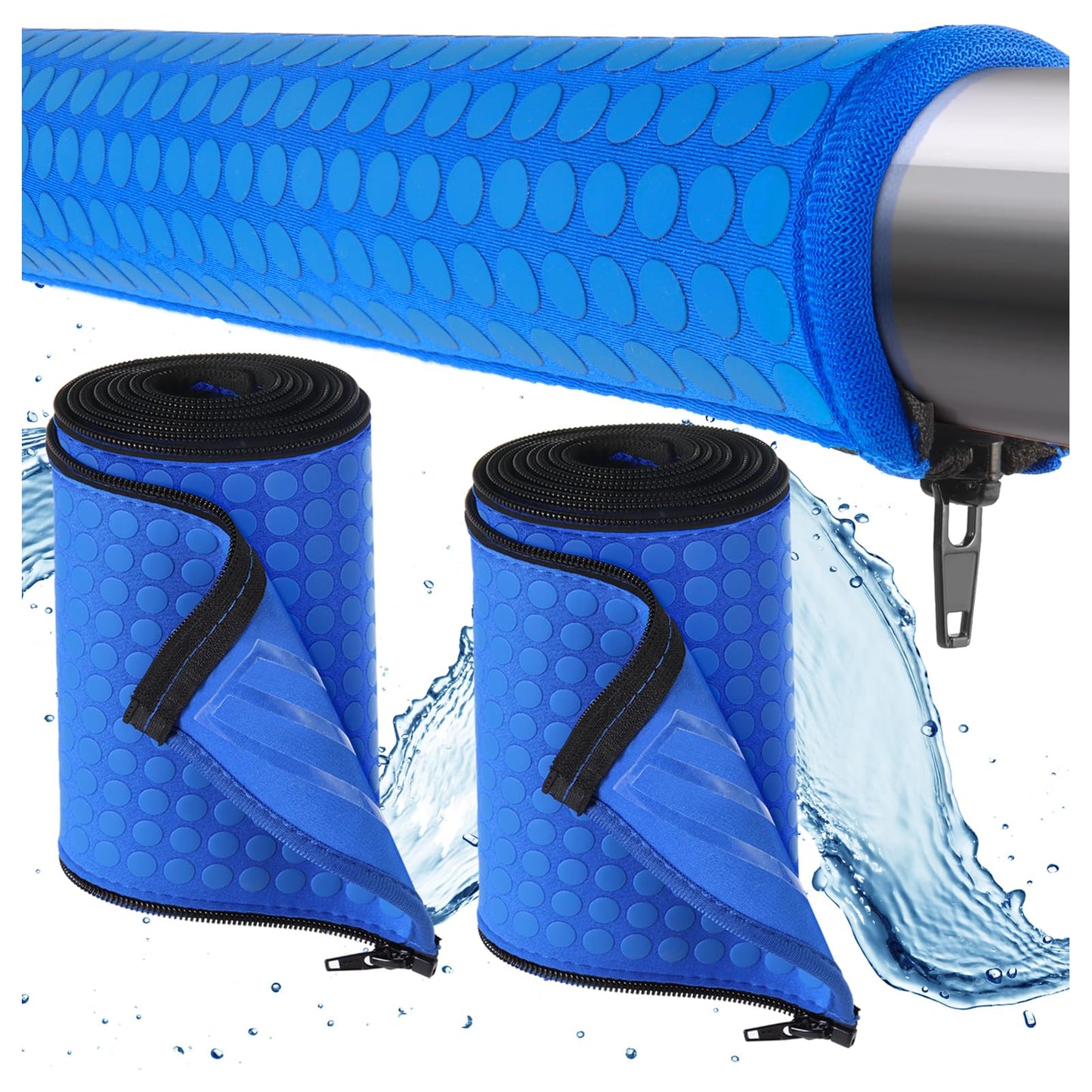 2 Pack Neoprene Pool Handrail Covers, 10 Foot Swimming Pool Hand Railing Covers with Enhanced Zipper Slip Resistant Anti-Scald Safety Rail Grip Handles Sleeve for Inground Swimming Pool Ladder Handles