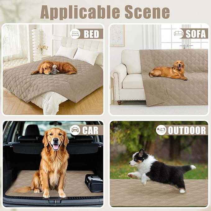 Smiry Waterproof Dog Bed Cover Blanket 40x70, Soft Reversible Pet Blanket, Washable Leakproof Cats Dogs Couch Cover for Sofa, Couch, Furniture, Taupe/Taupe