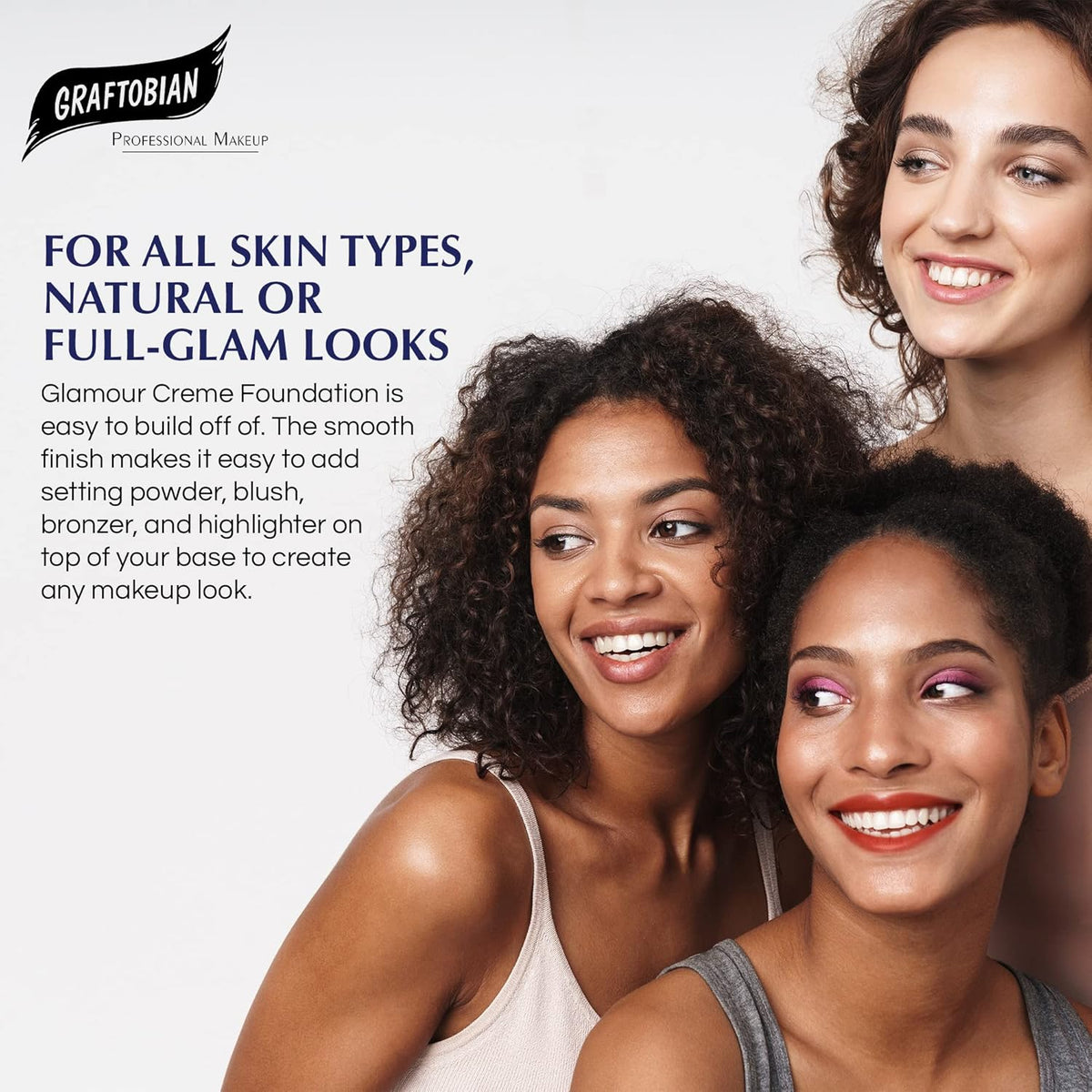 Graftobian HD Glamour Crème Foundation 1/2oz, Weightless Full Coverage Makeup, 65 Inclusive Shades, For All Skin Types, Natural or Full-Glam Looks, For Professionals and Beginners, Nymph