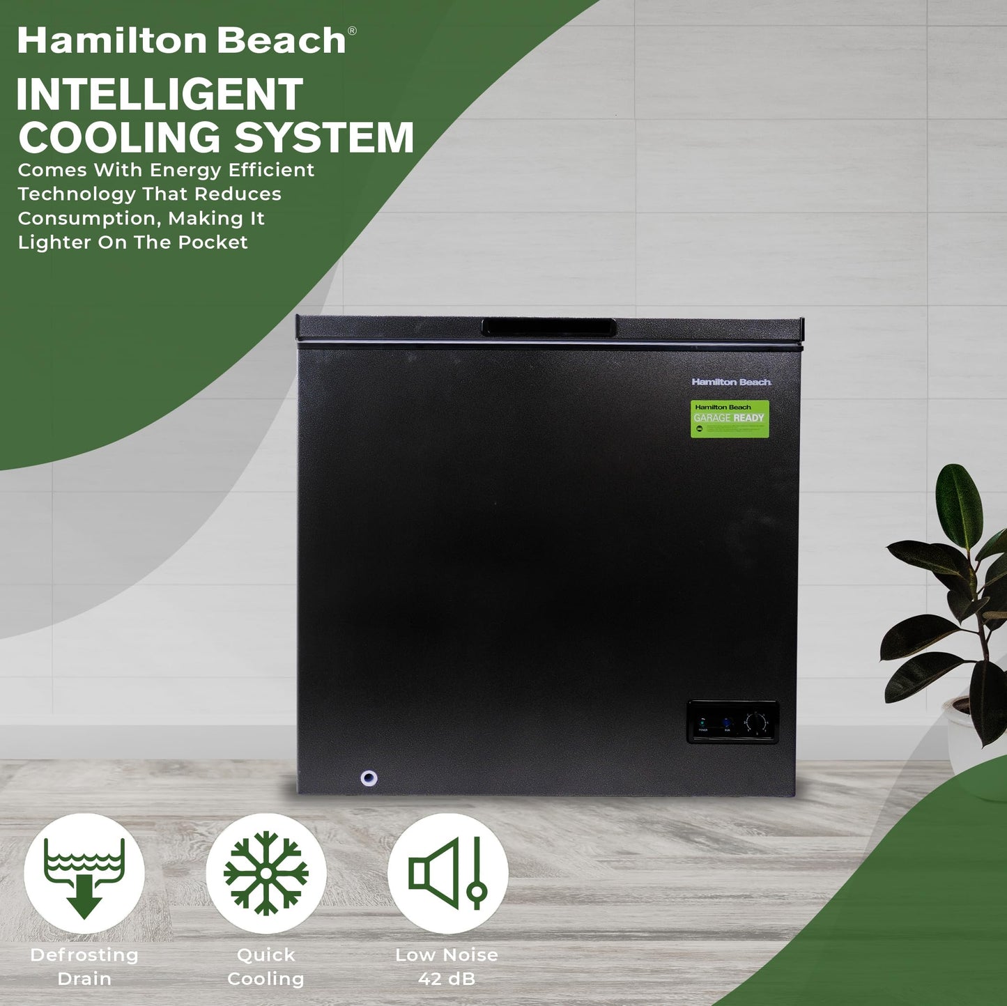Hamilton Beach, HBFRF713 Chest Deep Freezer, 7 Cu. Ft. Capacity, Granita Rugged Design-Adjustable Thermostat-Removable Vinyl Coated Wire Basket-Easy Defrost Drain
