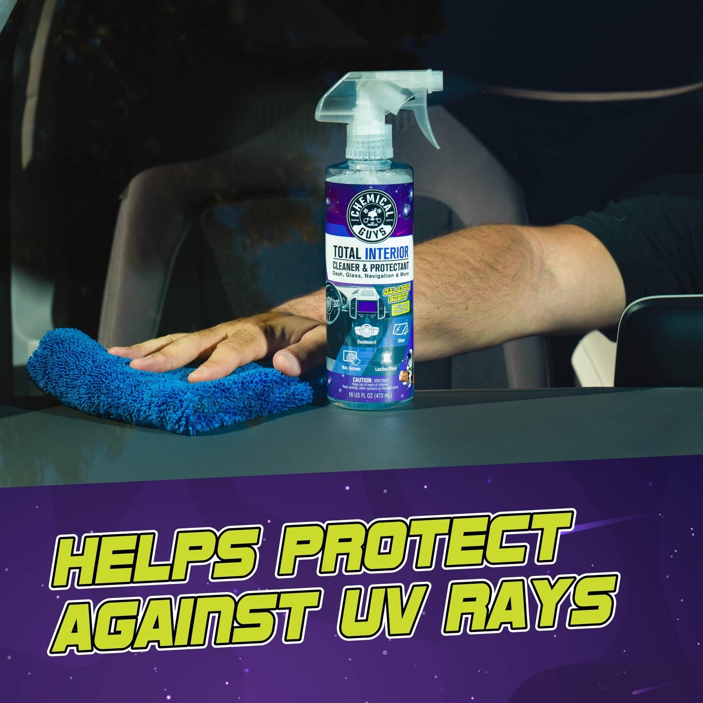 Chemical Guys Total Interior Cleaner & Protectant - 32 oz Galactic Scent All-in-One Car Interior Cleaner for Dash, Seats, Carpet, Glass, Vinyl, Leather, and Plastic - Cleans & Protects Every Surface