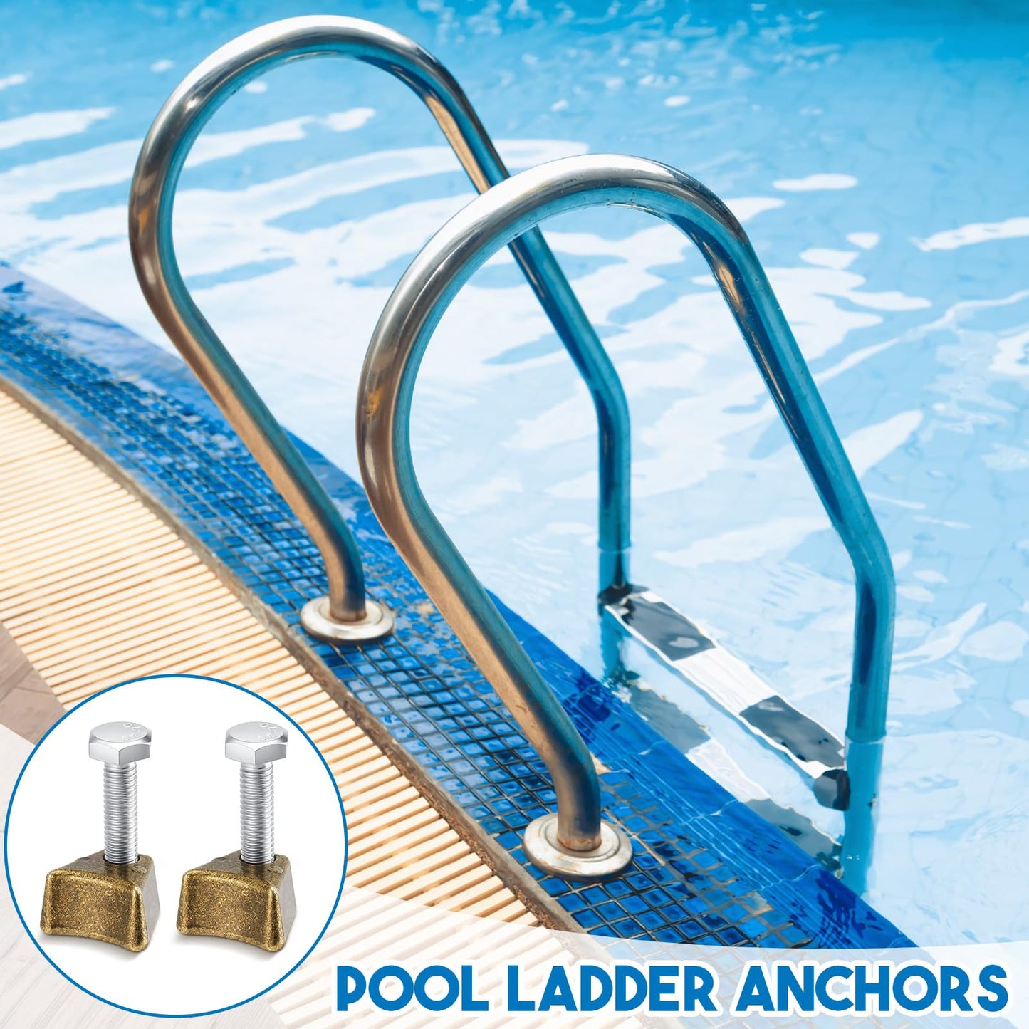 MorningRo 4 Pcs Pool Ladder Anchors Bronze Wedge Assembly Swimming Pool Stair Rail Anchor with Bolt Compatible with Perma Cast 3", 4" Hand Rail Anchors Sockets Ladder Parts Brackets