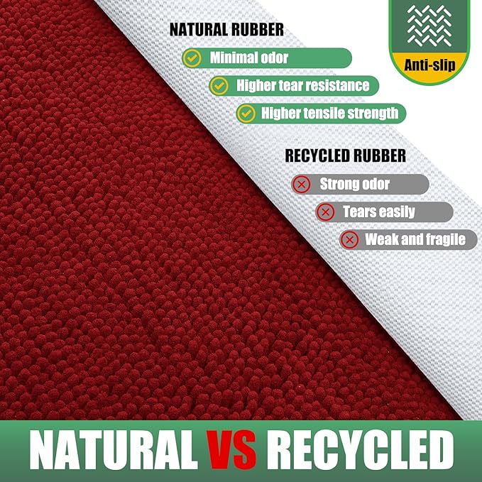IM HOME Chenille Absorbent Outdoor Doormat 60" x 36", Washable Muddy Door Mats for Dog Non Slip Indoor Doormat Soft Front Inside Doormats for Entryway, Mud Dog Paws, Patio Red Burgundy