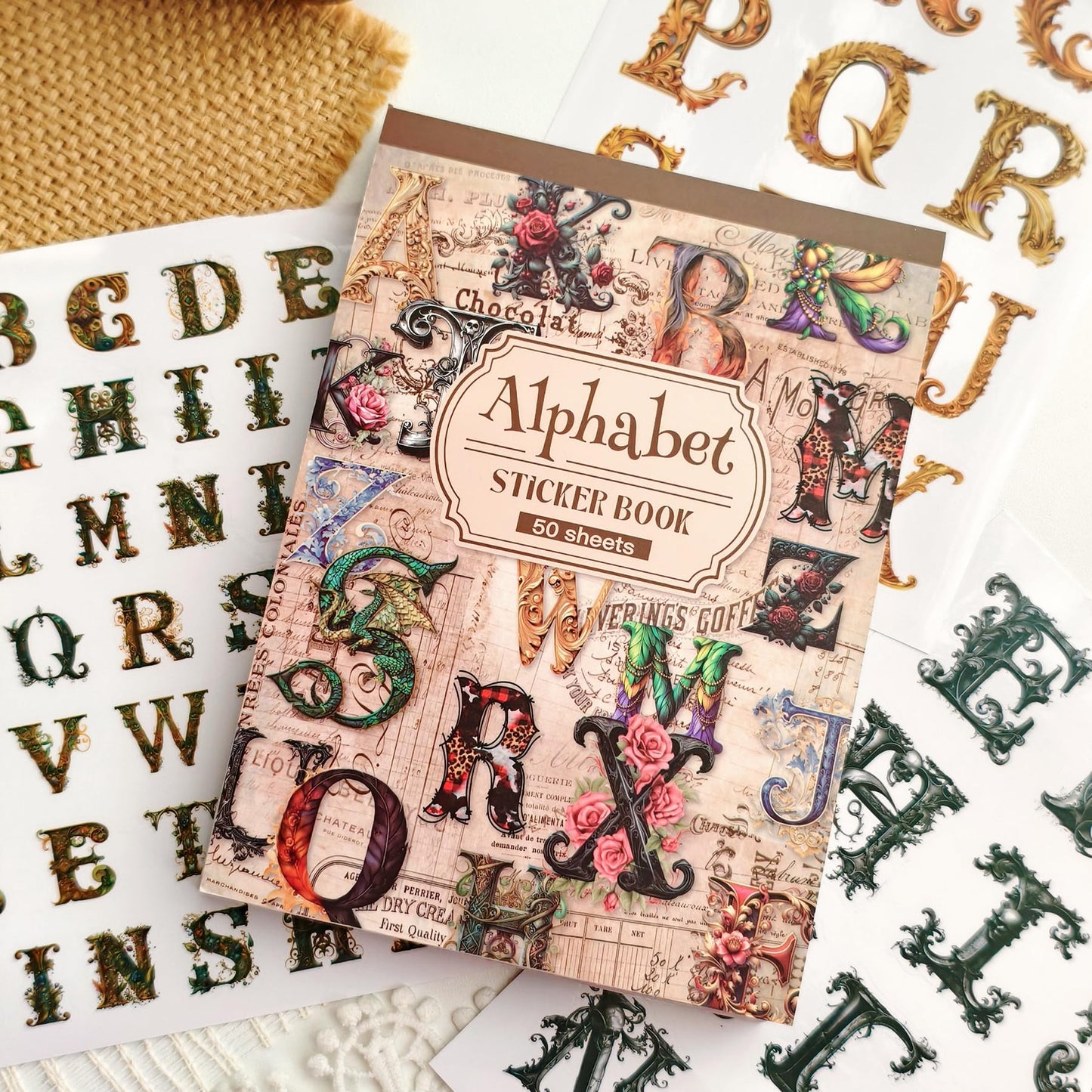 50 Sheets Alphabet & Number Letter Stickers for Scrapbooking, Journaling & DIY Crafts, Vinyl Adhesive Sticker Letters for Scrapbook Supplies, Journals, Planners & Decorative Projects