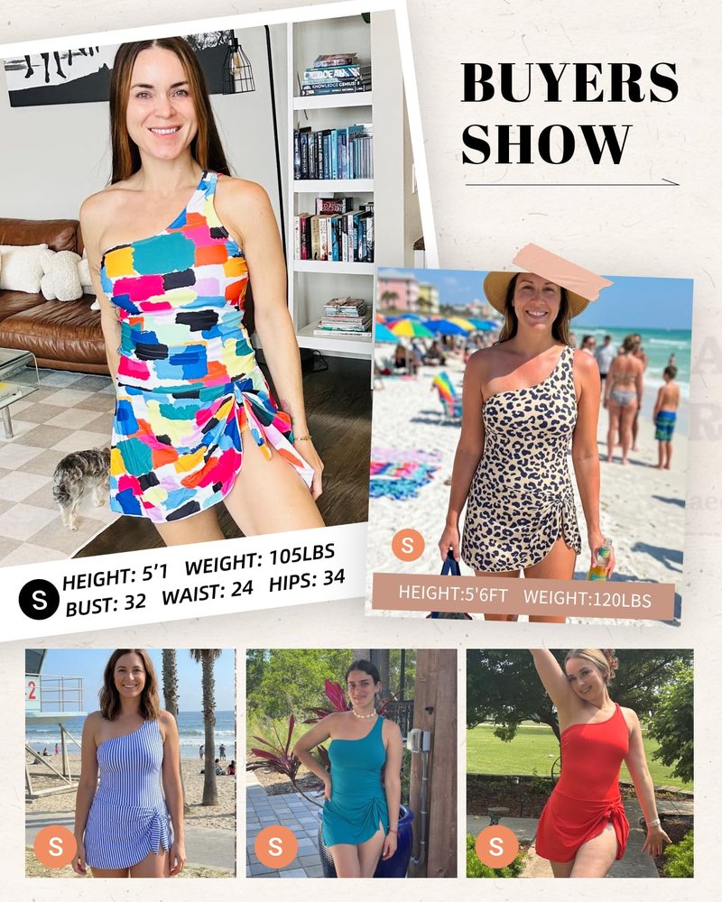 Tempt Me Women Black One Piece Swim Dress One Shoulder Swimsuit with Skirt Tummy Control Swimdress Bathing Suit XL