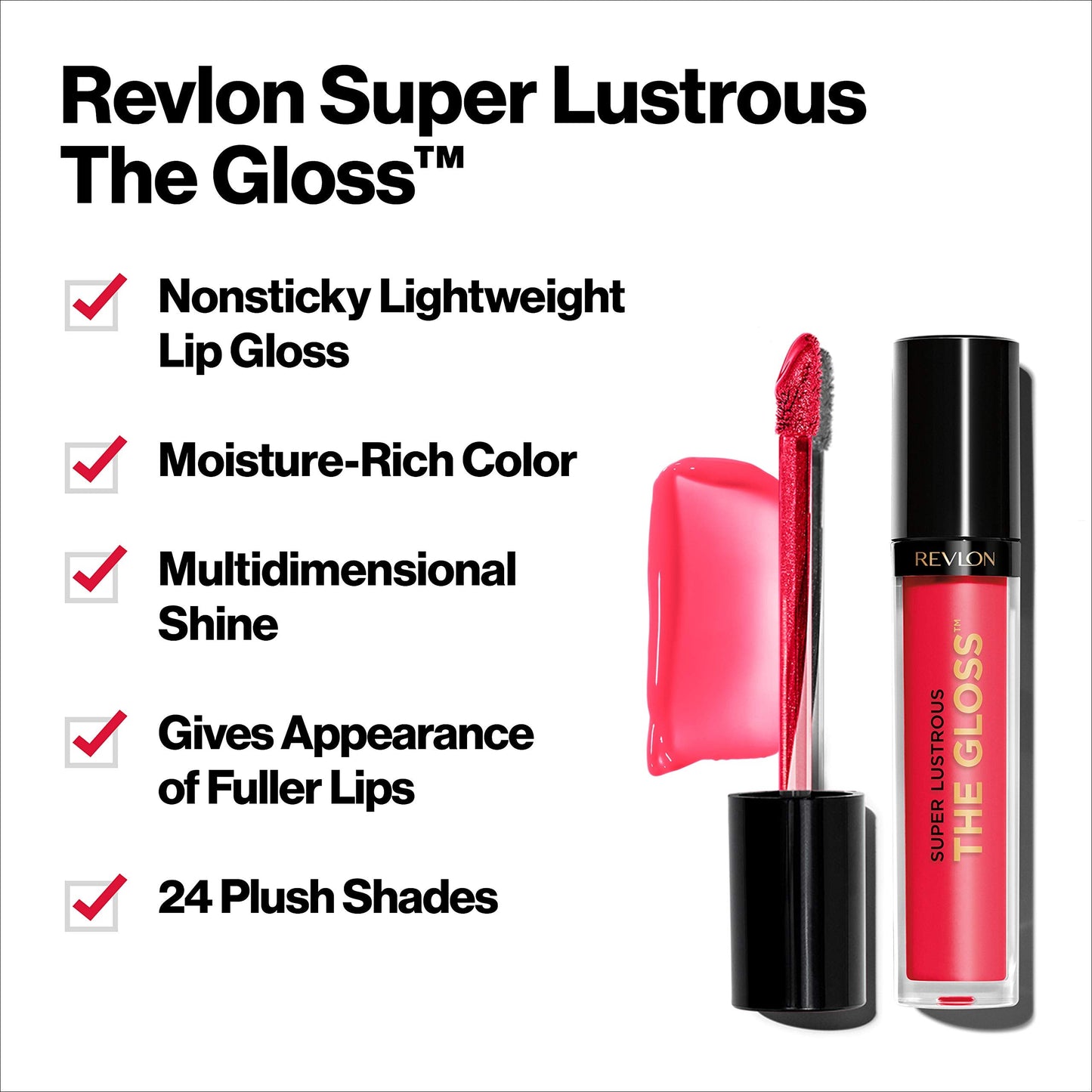 REVLON Super Lustrous Lip Gloss,Non-Sticky,Hydrating,High Shine Finish,215 Super Natural,0.13 oz,(Pack of 2)