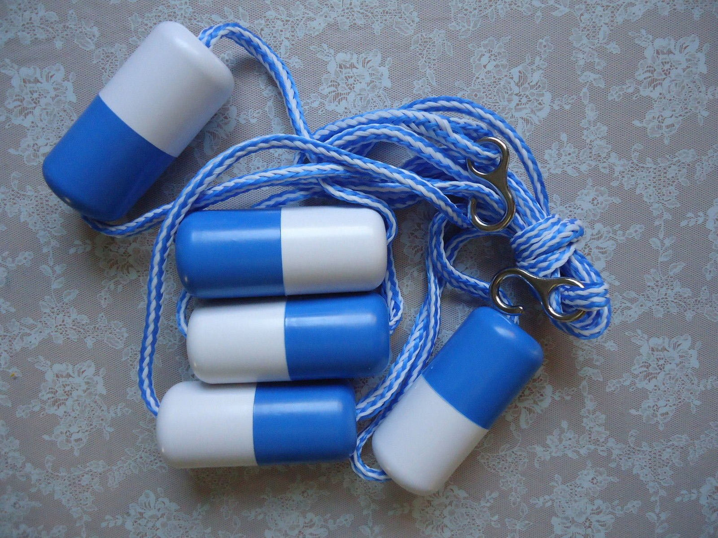 ATIE 16' Swimming Pool Safety Divider Rope and Float Line with 2 Pre-Assembled Stainless Hooks and 5 Bi-Tone Floating Buoys for Effective Visibility (16 FT)