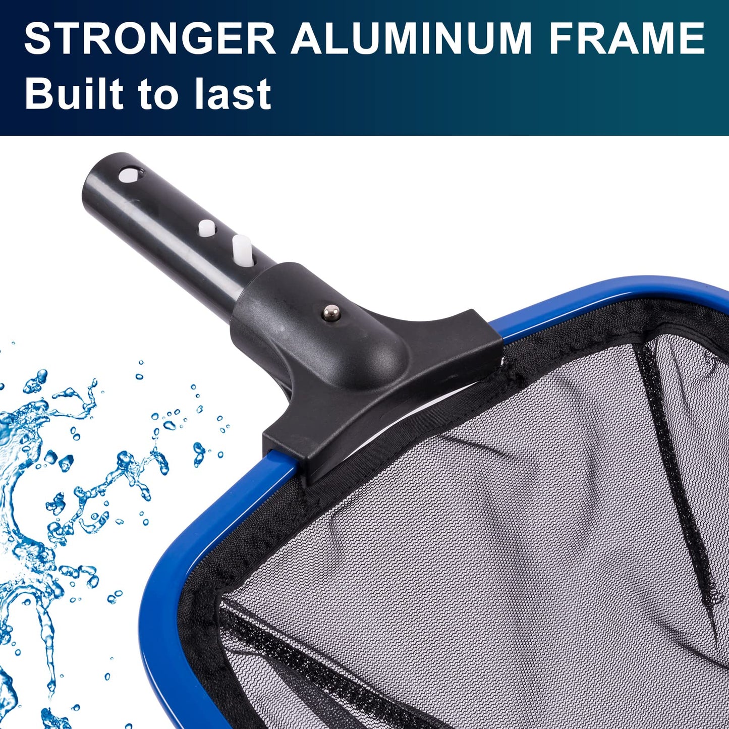 POOLAZA Ultra Fine Mesh Pool Skimmer Net with Aluminum Frame, Aluminum Pool Net for Cleaning Efficiently, Durable Pool Skimmer Net Fine Mesh Ideal for Fine Debris Removal, Fine Mesh Pool Net Skimmer