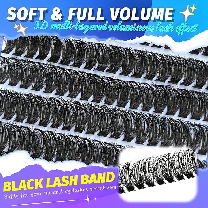 Lash Clusters Wispy 60D Eyelash Clusters 10-18mm Fluff Cluster Eyelash Extensions D Curl No Plastic Feel Individual Lashes Extension 240 Pcs Versatile False Eyelashes Clusters