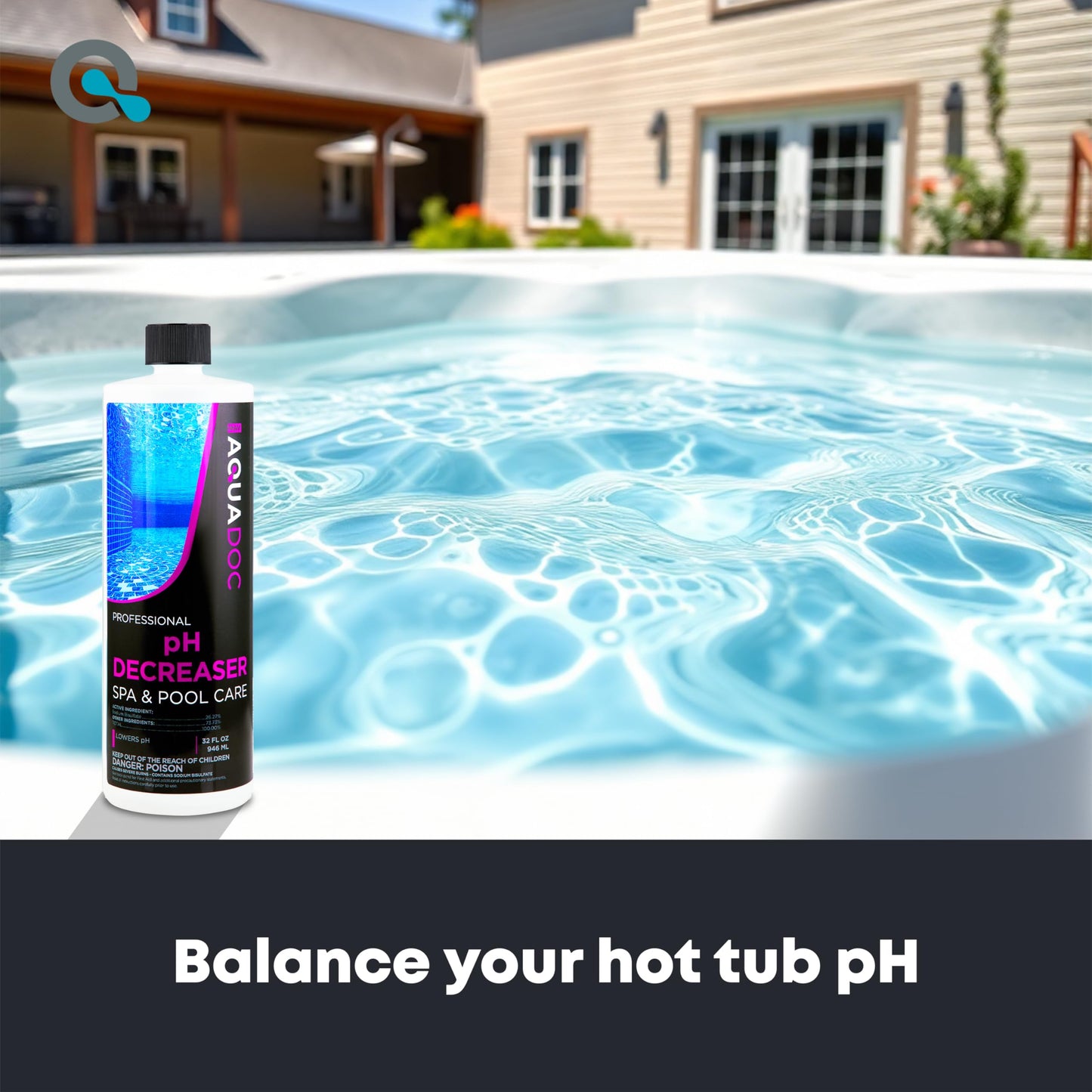 AquaDoc Spa pH Decreaser for Hot Tub - 32oz - Sodium Bisulfate Spa pH Down for Water Balance - Made in USA