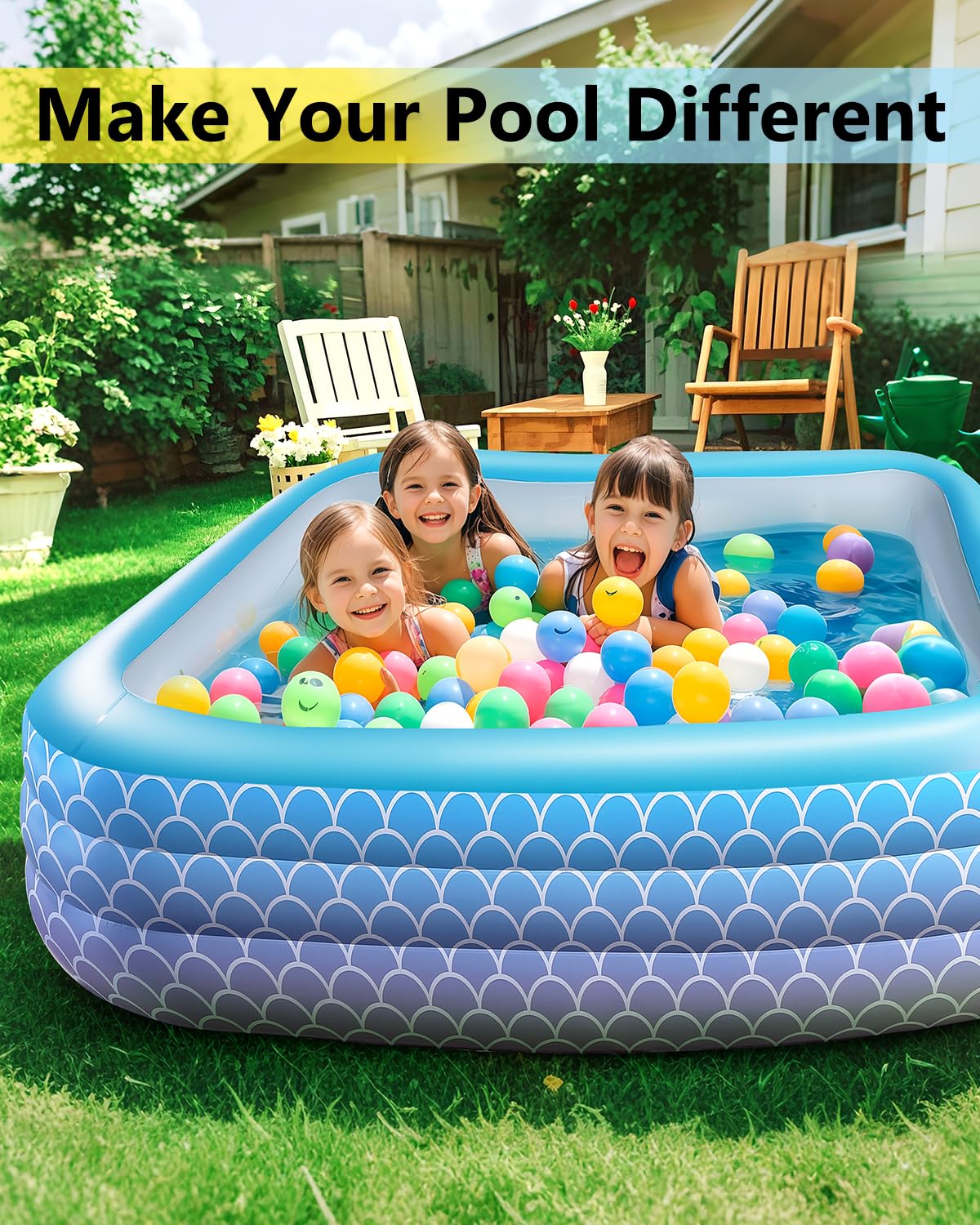 Sunrio 2025 Upgrade Inflatable Pool for Kids and Adults-120"*72"*22" Full-Sized Inflatable Swimming Pool Leakproof Blow Up Above Ground for Backyard Outdoor Garden Summer Water Party Pink