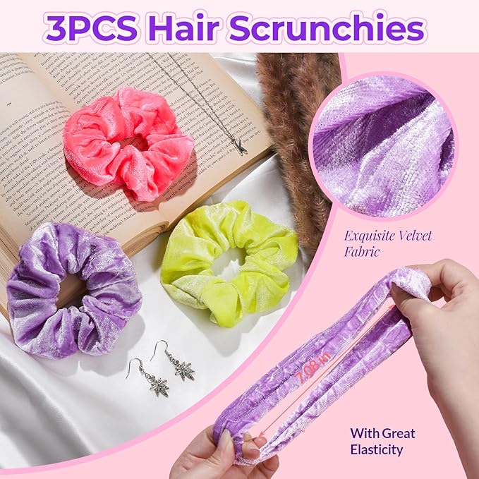 LEOBRO Spa Headbands, 6pcs Makeup Headbands and Hair Scrunchies for Washing Face for Teen Girls Women, Skincare, Easter Basket Valentines Gifts for Girls (Rose Red & Yellow & Purple)