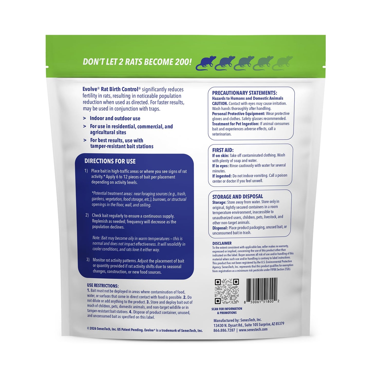 Evolve Rat Birth Control Soft Bait Sausages – 3 lbs | Scientifically Proven Rat Population Control | Not a Poison, Long-Term Population Management (Packaging May Vary)