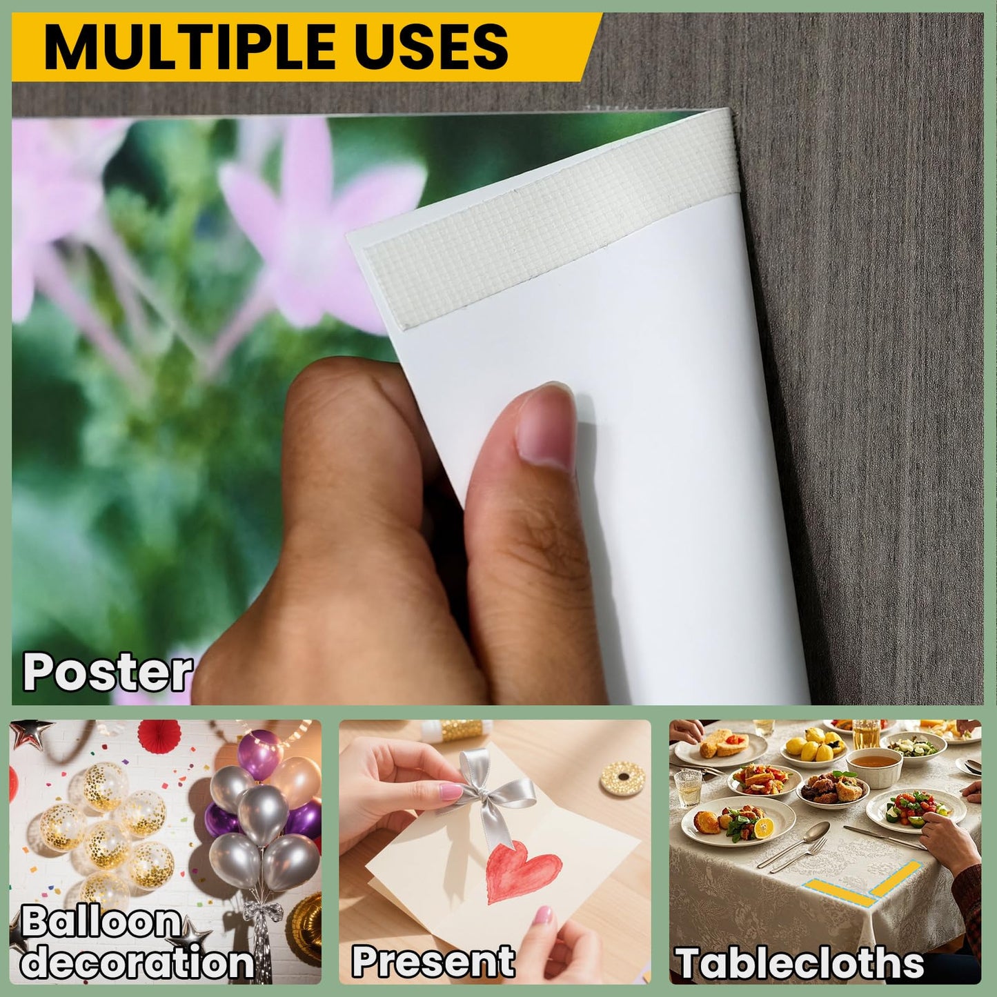 Birllaid White No Sew Hemming Tape Double Sided,Sticky Strong Adhesive Cloth Leather Tape Press-on Tape, No Ironing, Gluing, Alterations and Hemming,Easy to Remove 1/2 Inch x 200 Feet